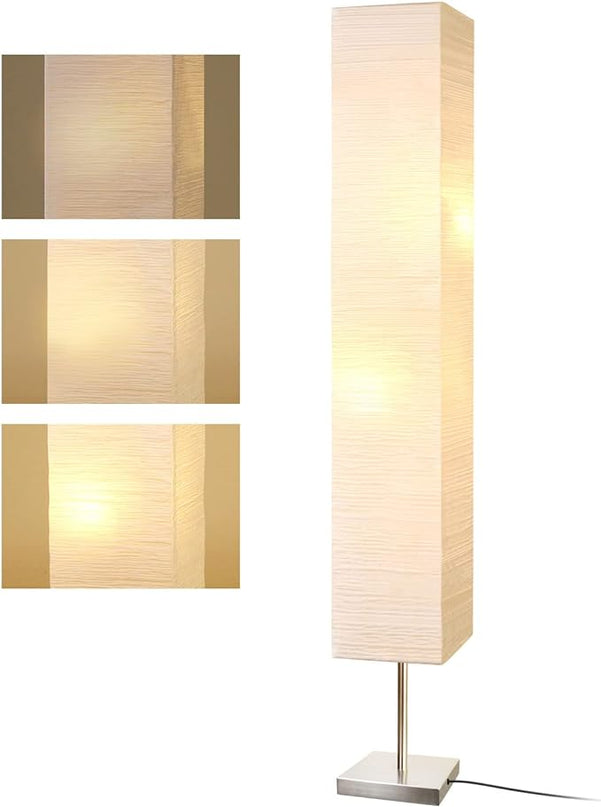Modern Floor Lamp, Dimmable 3 Levels Brightness Paper Tall Lamp Standing Lamps with Lampshade, 55'' Minimalist Floor Lamps for Office, Kids Room, Reading, Home Decor (Off White) - LeafyLoom