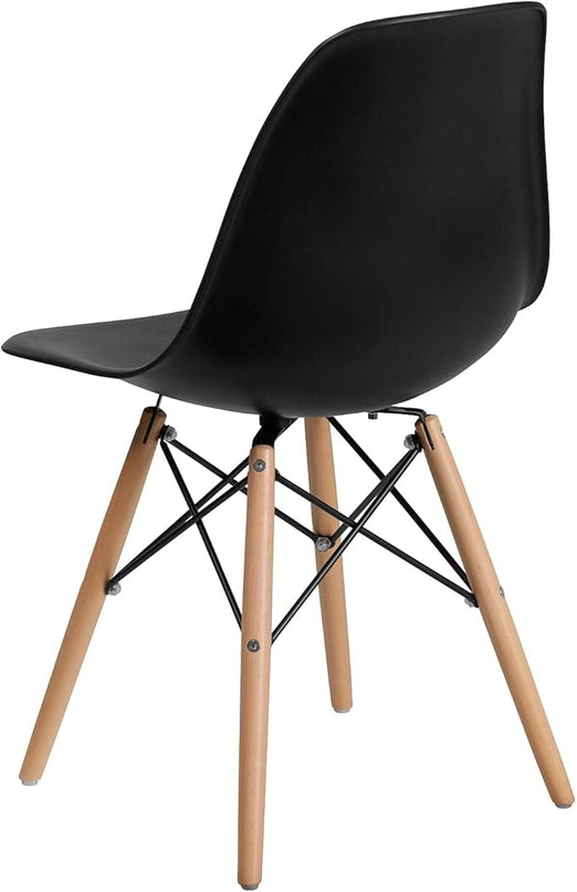 Flash Furniture 2 Pack Elon Series Black Plastic Chair with Wooden Legs - LeafyLoom