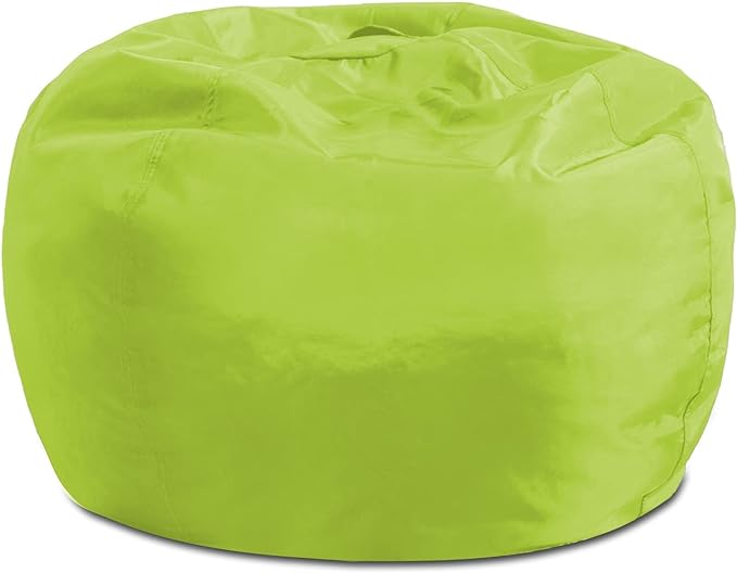 Posh Creations Structured Comfy Seat for Playrooms and Bedrooms, Large Bean Bag Chair, 100in Round Classic Bean Bag, Lime - LeafyLoom