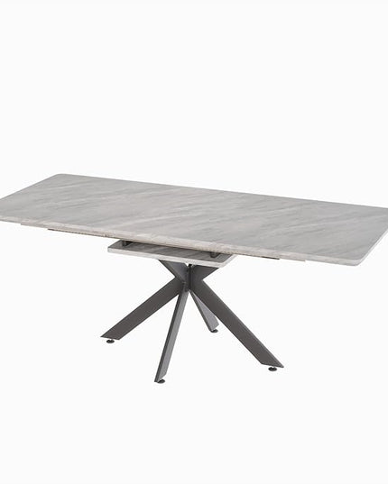 NicBex 62.4Inch Rectangular Extendable Dining Table,Mid-Century Modern Kitchen Table with Black Metal X-Shape Legs for 6 to 8,Large Dining Room Table for Kitchen,Meeting Room and Living Room,Grey - LeafyLoom