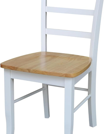International Concepts Madrid Ladderback Chair, Wood, White/Natural/Set of 2 - LeafyLoom