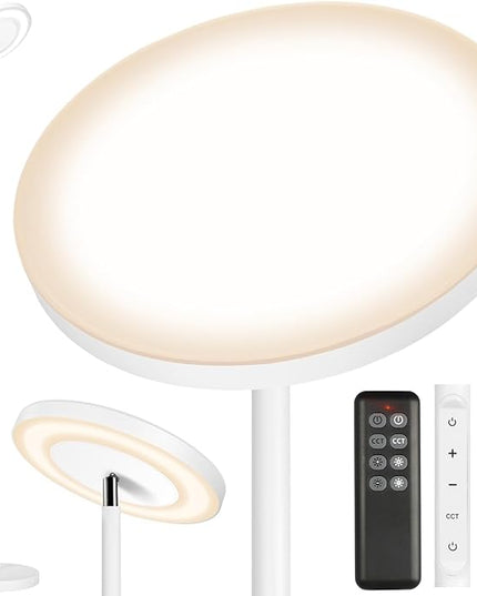 OUTON LED Torchiere Floor Lamp, Super Bright Dimmable Tall Standing Lamp with Remote Touch Control, 4 Color Temperatures, 1-Hour Timer for Living Room, Bedroom, Office (Matte White) - LeafyLoom