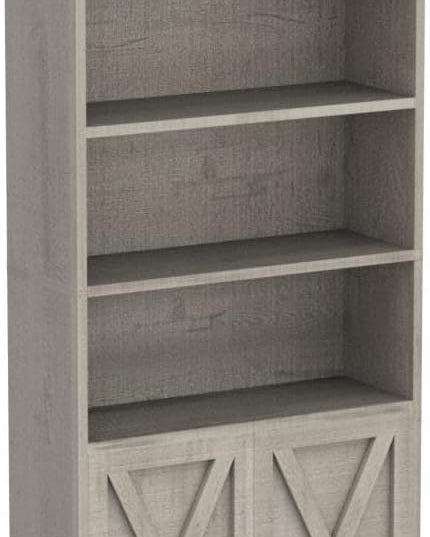 IRONCK Industrial Bookshelves and Bookcases with Doors Floor Standing 6 Shelf Display Storage Shelves 70 in Tall Bookcase for Home Office, Living Room - LeafyLoom