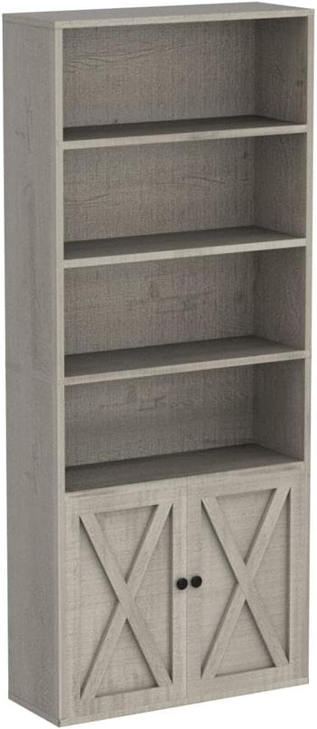 IRONCK Industrial Bookshelves and Bookcases with Doors Floor Standing 6 Shelf Display Storage Shelves 70 in Tall Bookcase for Home Office, Living Room - LeafyLoom