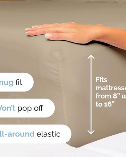 Cal King Size 4 Piece Sheet Set - Comfy Breathable & Cooling Sheets - Hotel Luxury Bed Sheets for Women & Men - Deep Pockets, Easy-Fit, Extra Soft & Wrinkle Free Sheets - Cream Oeko-Tex Bed Sheet Set - LeafyLoom