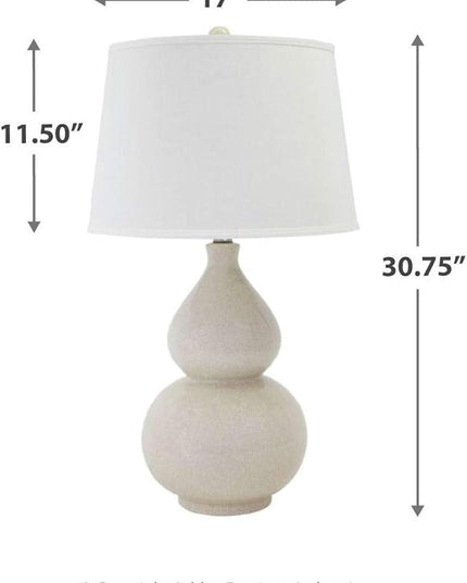 Signature Design by Ashley Saffi 31" Ceramic Table Lamp with Double Gourd Base, Cream - LeafyLoom