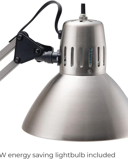 V LIGHT Architectural Swing Arm Desk Lamp, Clamp lamp with LED bulb, Work Light for Any Space, Brushed Nickel Finish 7.5 x 5.5 x 33 - LeafyLoom