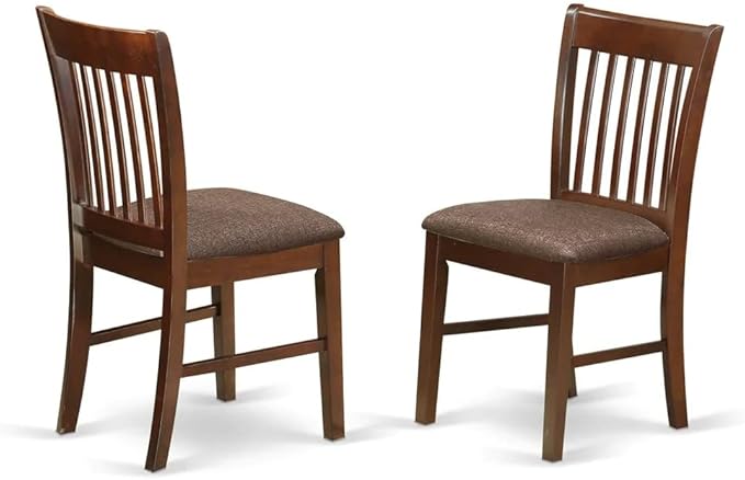 East West Furniture NOFK6C-MAH-C 6 Piece Set Contains a Rectangle Dining Room Table with Butterfly Leaf and 4 Linen Fabric Upholstered Chairs with a Bench, 32x54 Inch - LeafyLoom