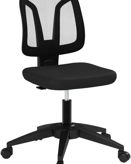 Armless Mesh Office Chair Ergonomic Swivel Black Small Computer Desk Chair No Arms with Lumbar Support Height Adjustable Task Chair for Adults and Kids - LeafyLoom