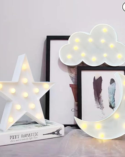 3Pcs Decorative LED Crescent Moon Star Cloud Night Light Can Be Hung On The Wall Children’S Room Room Light, Suitable for Birthday Parties, Holiday Decorations, Baby Room Decoration. - LeafyLoom