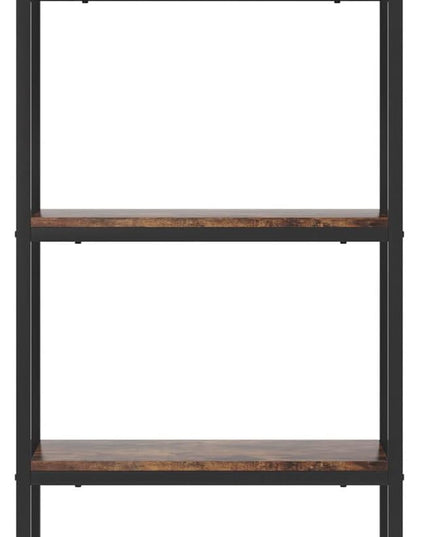4-tier Arched Bookshelf, Tall Open Bookcase Storage Shelves, Wood Metal Freestanding Display Rack Tall Shelving Unit for Home Office, Bedroom, Living Room, Rustic Brown - LeafyLoom