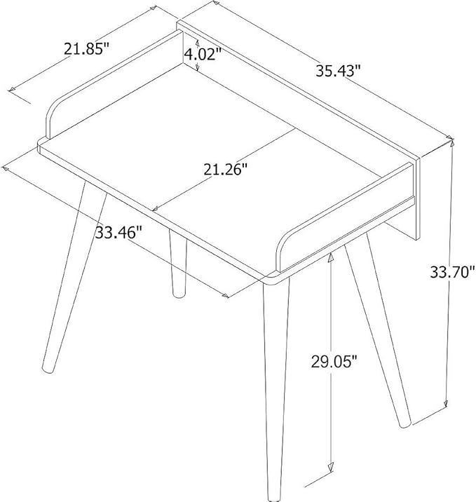 Manhattan Comfort Hampton Mid Century Modern Home Office Computer Desk Table, 35.43, White - LeafyLoom
