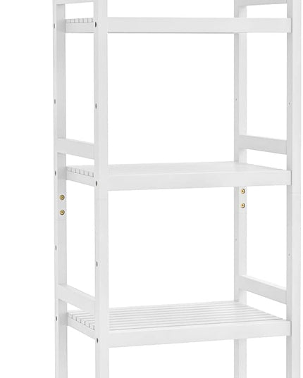 Homykic Bamboo Bookshelf, 5-Tier Narrow 55.9” Adjustable Book Shelf Bookcase Bathroom Shelves Freestanding Storage Stand for Living Room, Bedroom, Kitchen, Rust Resistance, Easy Assembly, White - LeafyLoom