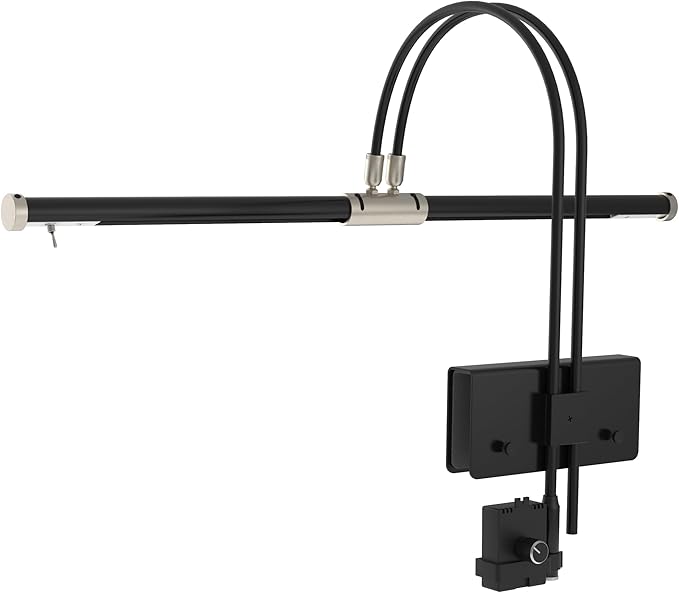 Cocoweb 22" LED Grand Piano Light in Black with Satin Nickel Accents with Dimmer Clip - LeafyLoom