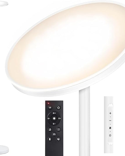 OUTON Floor Lamp, 30W/3000LM LED Modern Torchiere Sky Lamp, Bright Dimmable Standing Tall Lamp with 4 Color Temperatures, Remote Touch Control, 1 Hour Timer for Living Room Bedroom Office, White - LeafyLoom