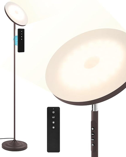 Floor Lamp, 36W/3600LM Super Bright Floor Lamp with Remote Control, Stepless Adjust Color Temperatures & Brightness, Torchiere Standing Lamp for Living Room Bedroom Office - LeafyLoom