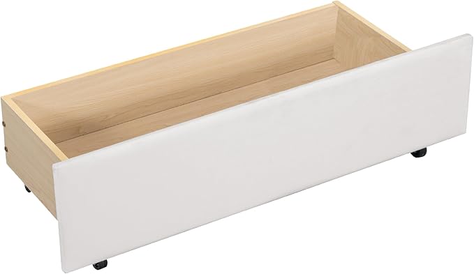 Modern Twin Size Upholstered Daybed Frame with Storage Drawers, Elegant Velvet Fabric Sofa Bed with Ergonomic Design Backrest and Armrests, No Box Spring Needed, Beige - LeafyLoom
