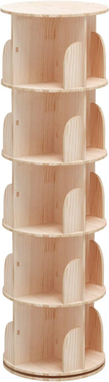 5 Tier 360° Rotating Stackable Shelves Bookshelf Organizer 360 Display Rotating Bookshelf Wood Book Shelf Organizer for Bedroom, Living Room, Study Room - Intexca - LeafyLoom