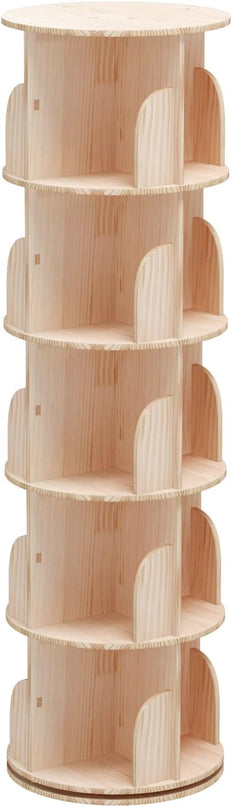 5 Tier 360° Rotating Stackable Shelves Bookshelf Organizer 360 Display Rotating Bookshelf Wood Book Shelf Organizer for Bedroom, Living Room, Study Room - Intexca - LeafyLoom