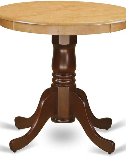East West Furniture EMT-OMA-TP Eden Dining Room Table - a Round kitchen Table Top with Pedestal Base, 30x30 Inch, Oak & Mahogany - LeafyLoom