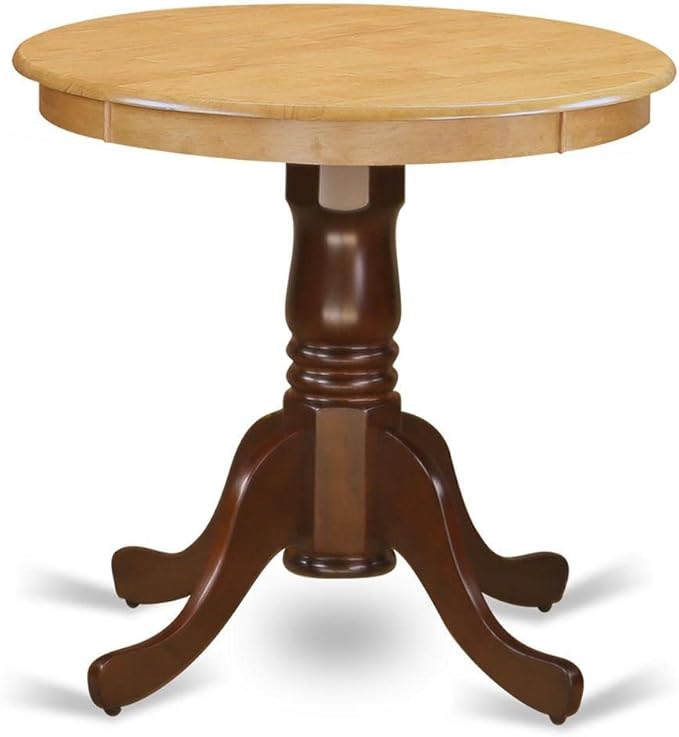 East West Furniture EMT-OMA-TP Eden Dining Room Table - a Round kitchen Table Top with Pedestal Base, 30x30 Inch, Oak & Mahogany - LeafyLoom