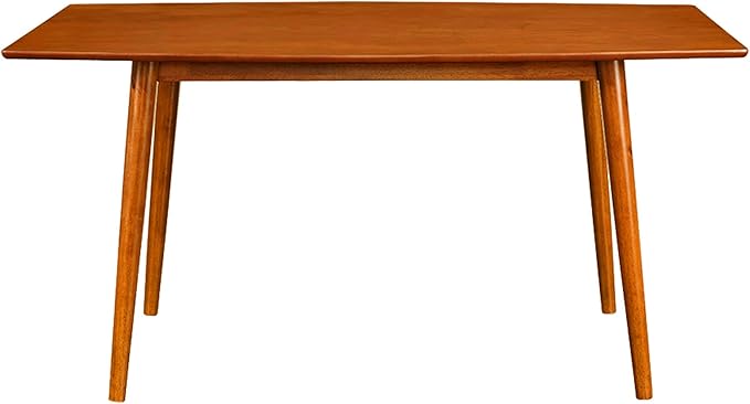 Walker Edison 6 Person Mid Century Modern Wood Hairpin Rectangle Dining Room Kitchen Table Set Dining Chairs, 60 Inch, Brown - LeafyLoom