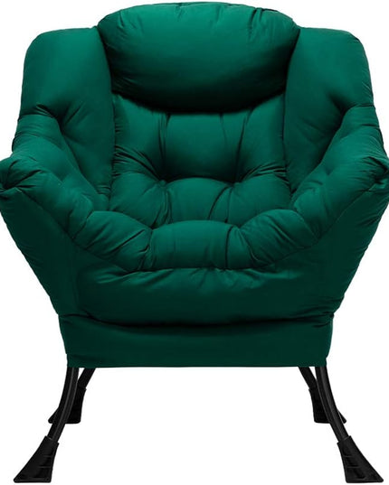 HollyHOME Modern Fabric Large Lazy Chair, Accent Oversized Comfy Reading Chair, Thick Padded Cozy Lounge Chair with Armrest, Steel Frame Leisure Sofa Chair for Living Room, Bedroom, Dorm, Green - LeafyLoom
