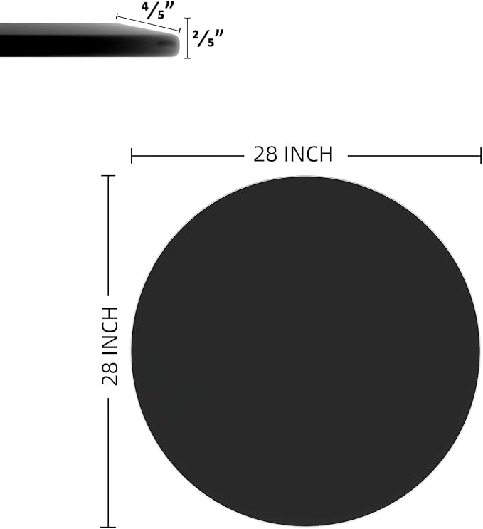 28 Inch Round Tempered Glass Table Top, Black - LeafyLoom
