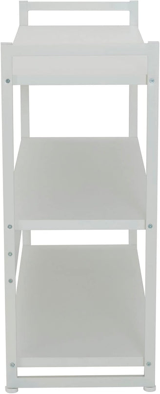 Household Essentials Jamestown Wide 3 Shelf Open Storage Bookshelf Scandinavian White and White Metal - LeafyLoom