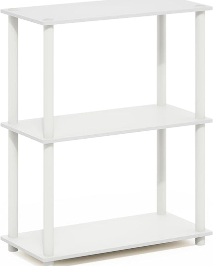 Furinno Turn-N-Tube 3-Tier Compact Multipurpose Shelf Display Rack, White/White - LeafyLoom