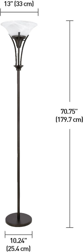 Globe Electric 63361 Gatineau 70" Floor Lamp, Dark Bronze Finish, Alabaster Glass Shade, 0 - LeafyLoom
