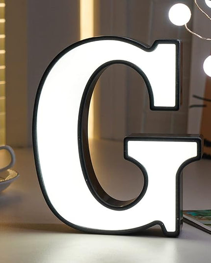 LED Marquee Letter Lights-DIY Marquee Lights up Letter Signs, Dual DC Interface Upgrade Multi-Letter Connection, 26 Alphabet Signs for Wedding, Birthday, Party， Bar Decoration (G) - LeafyLoom