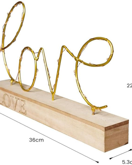 GUOCHENG Love Alphabet Letter Light Battery Operated LED Table Lamps Love Romantic Decorative Mood Lights Starry String Night Light, Wedding Christmas Bedroom Decor(Metal Love) - LeafyLoom