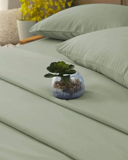 SONORO KATE Bed Sheet Set Super Soft Microfiber 1800 Thread Count Luxury Egyptian Sheets 16-Inch Deep Pocket，Wrinkle-3 Piece (Sage, Twin) - LeafyLoom
