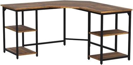 Elephance L-Shaped Desk with Shelves, Computer Corner Desk, Home Office Writing Workstation, Gaming Desk PC Laptop Table with Storage - LeafyLoom