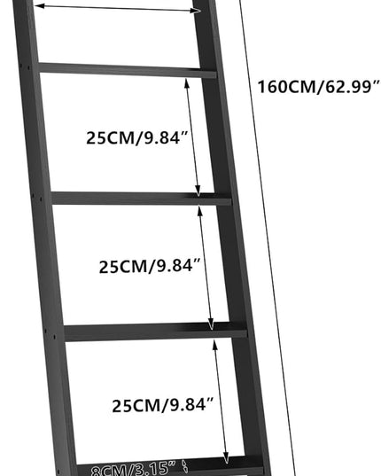 IBUYKE 5-Tier Blanket Ladder Shelf,Ladder Rack for Storage and Decor,Wooden Blanket Holder with Hooks,Easy Assembly for Bedroom,Rustic Brown TTR006H - LeafyLoom