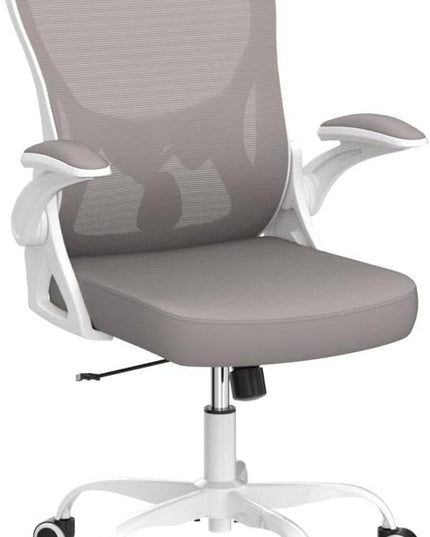 Office Chair Desk Chair, Ergonomic Mesh Computer Chair Home Office Desk Chairs, Swivel Task Chair Mid Back Breathable Rolling Chair with Adjustable Lumbar Support Flip Up Armrest (Gray) - LeafyLoom