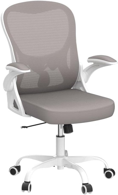 Office Chair Desk Chair, Ergonomic Mesh Computer Chair Home Office Desk Chairs, Swivel Task Chair Mid Back Breathable Rolling Chair with Adjustable Lumbar Support Flip Up Armrest (Gray) - LeafyLoom