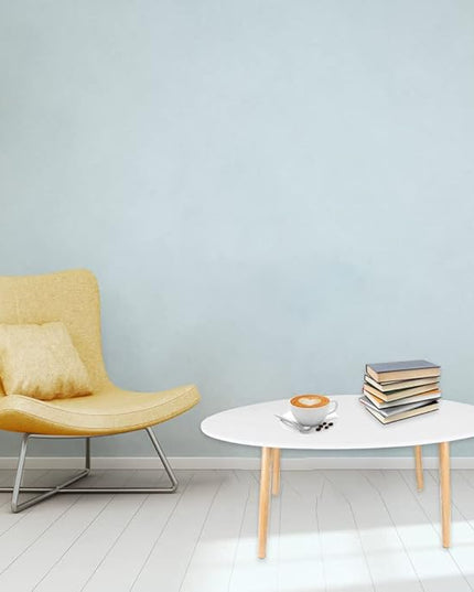 Oval Coffee Table Midcentury Modern Coffee Table Wood Coffee Table Modern Coffee Table for Living Room, Small Modern Furniture for Home, 39.3" D x 19.6" W x 16.5" H - LeafyLoom