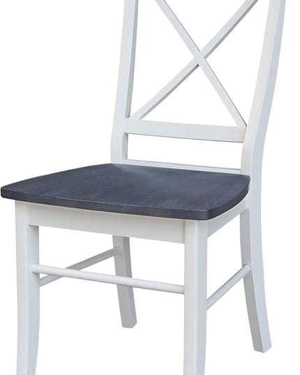 International Concepts X-Back Solid Wood Seat Chairs, White/Heather Gray - LeafyLoom