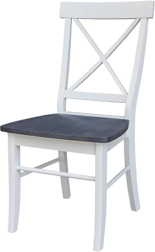 International Concepts X-Back Solid Wood Seat Chairs, White/Heather Gray - LeafyLoom