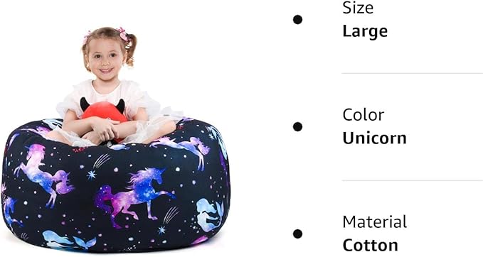 KABOER Bean Bag Cover for Kids,200L Stuffed Animal Storage Bean Bag Chair Cover |Stuffable Zipper Beanbag for Organizing Children Soft Plush Toys (32x29inch) - LeafyLoom