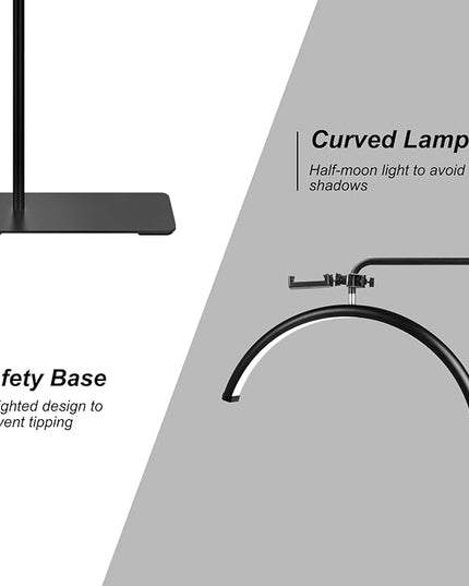LED Half Moon Light Lash Lamp for Eyelash Extensions – Adjustable Brightness & Height & Warm to Cool temperature Lash Light with Phone Holder for Tattoo Artists, Nail Techs, Estheticians - LeafyLoom