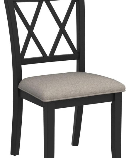 Roundhill Furniture Windvale Fabric Upholstered Dining Chair, Set of 2, Black - LeafyLoom