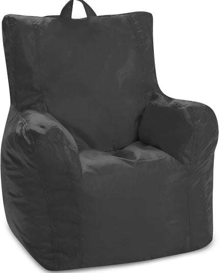 Posh Creations Structured Comfy Bean Bag Chair for Gaming, Reading, and Watching TV, Pasadena Chair, Microsuede - Charcoal Gray - LeafyLoom