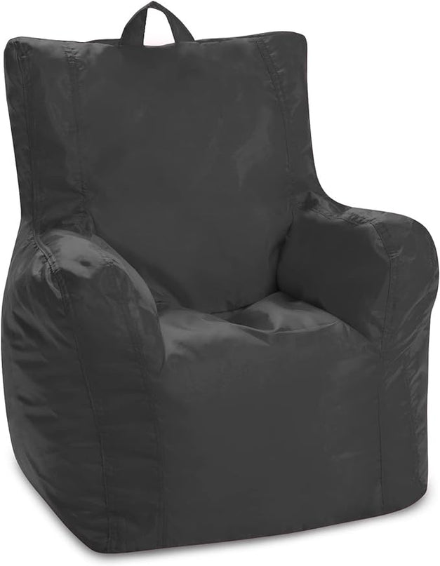 Posh Creations Structured Comfy Bean Bag Chair for Gaming, Reading, and Watching TV, Pasadena Chair, Microsuede - Charcoal Gray - LeafyLoom