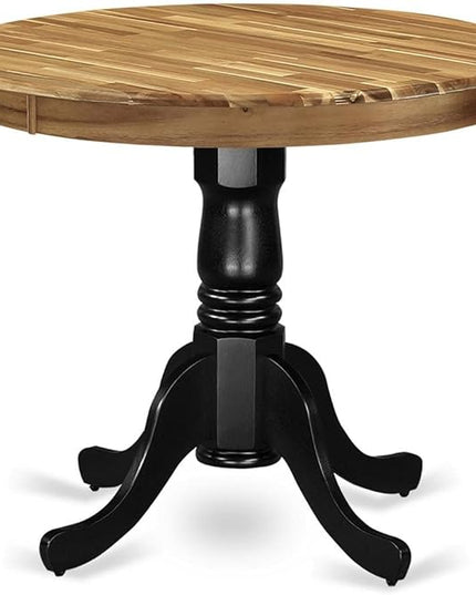 East West Furniture Antique Mid-Century Modern Round Dining Table Top with Pedestal Base, 36x36 Inch, AMT-NBK-TP - LeafyLoom