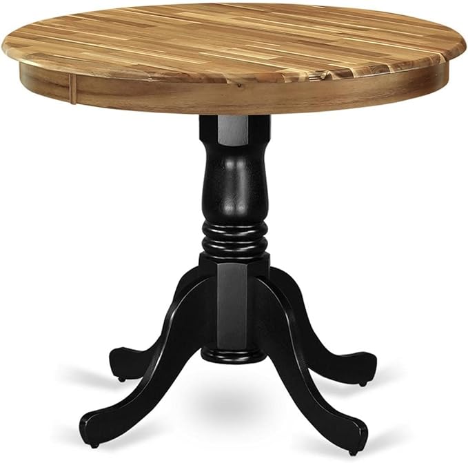 East West Furniture Antique Mid-Century Modern Round Dining Table Top with Pedestal Base, 36x36 Inch, AMT-NBK-TP - LeafyLoom