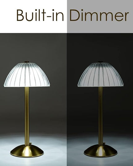 Cordless Table Lamps for Home,Table,Dining Room, Gold Rechargeable Lamps, USB Charge 12'' Tall LED Brass Portable Outdoor Indoor Table Lamp with Built-in Dimmer (Gold) - LeafyLoom