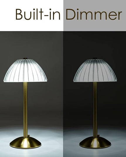 Cordless Table Lamps Rechargeable Lamps for Home, Gold 12'' Tall LED Brass Portable Outdoor Indoor Table Lamp with Touch Sensor, Adjustable Brightness and Color (Pack2-Gold Lamp) - LeafyLoom